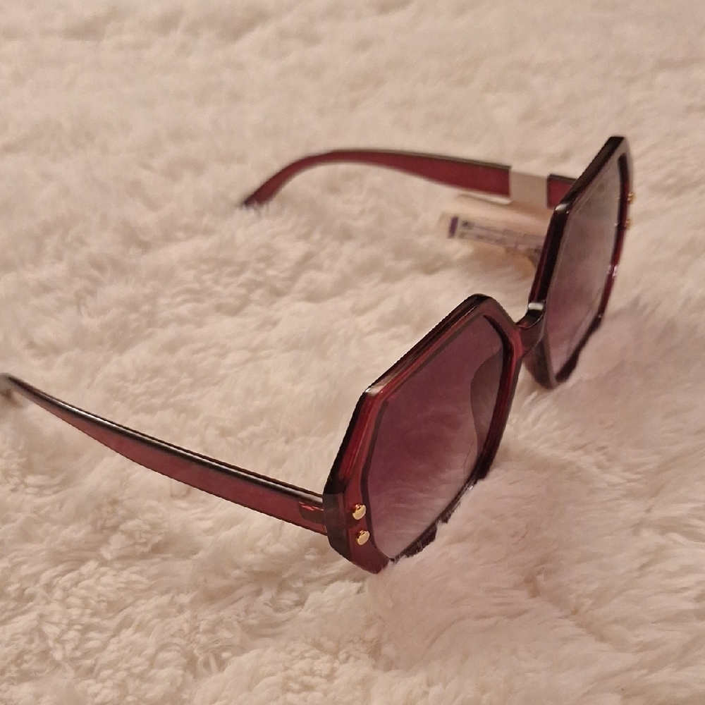 a.new.day Bold Brown, Purple, & Pinkish Geometric Sunglasses. NWT - Picture 2 of 6